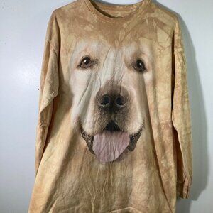 Womens The Mountain Golden Retriever Long Sleeve Tee Shirt‎ Honey L